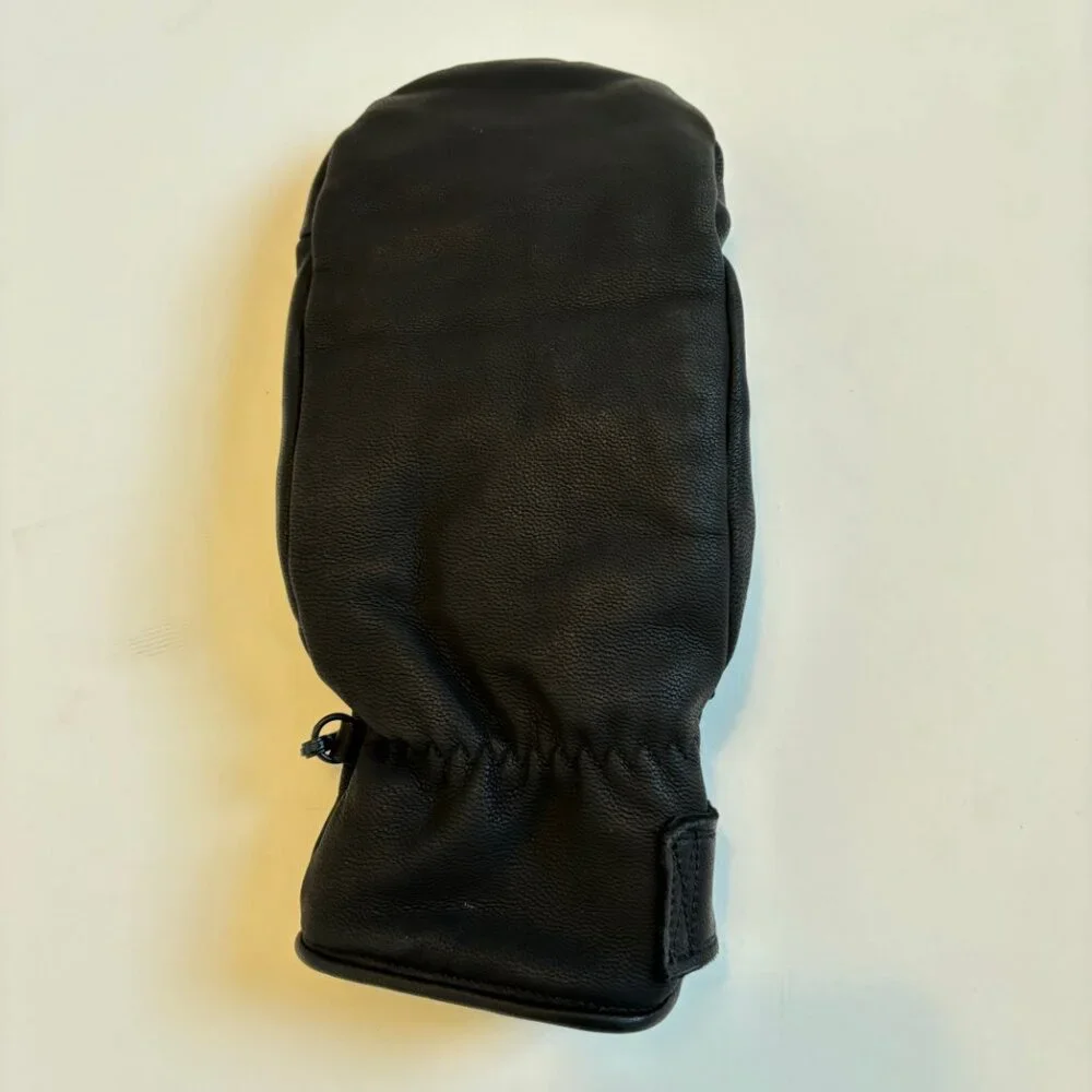 NEW Italic Black Leather Mittens – Water-Repellent Goat Leather, Insulated, Size